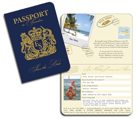 Passport Save the Date - weddinginvitationdesigner.com - weddingsabroadguide.com